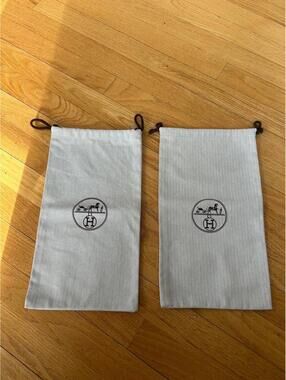 New Authentic Hermes Herringbone Drawstring Dust Shoe Covers